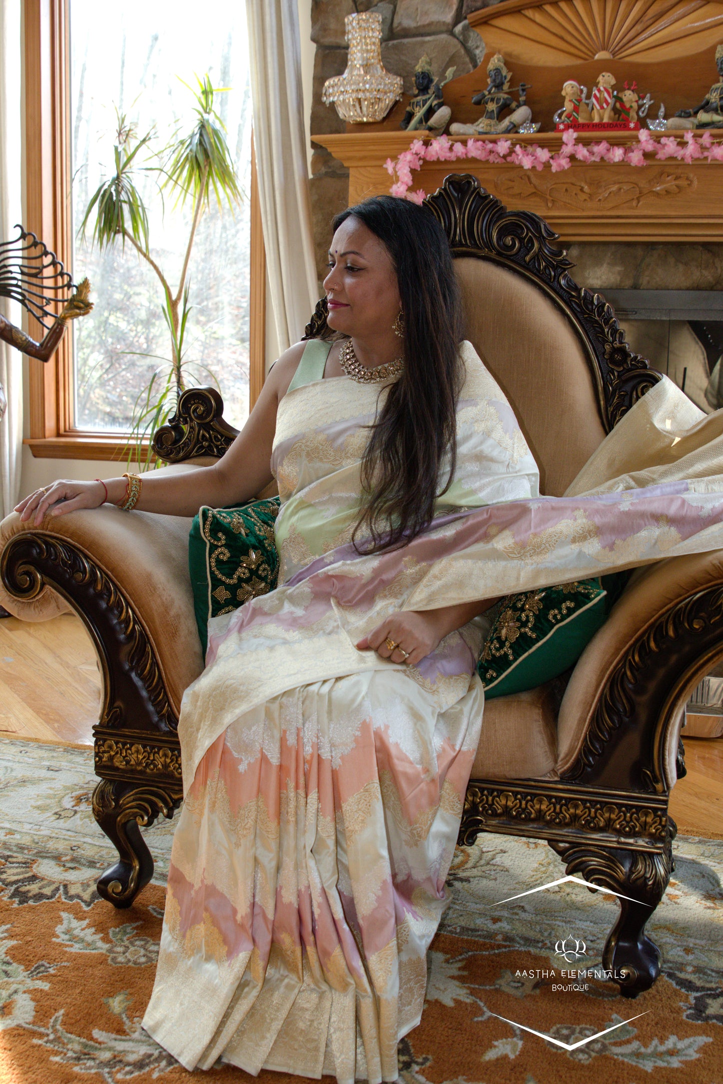 Pastel Multicolor Rangkat Banarasi Sari