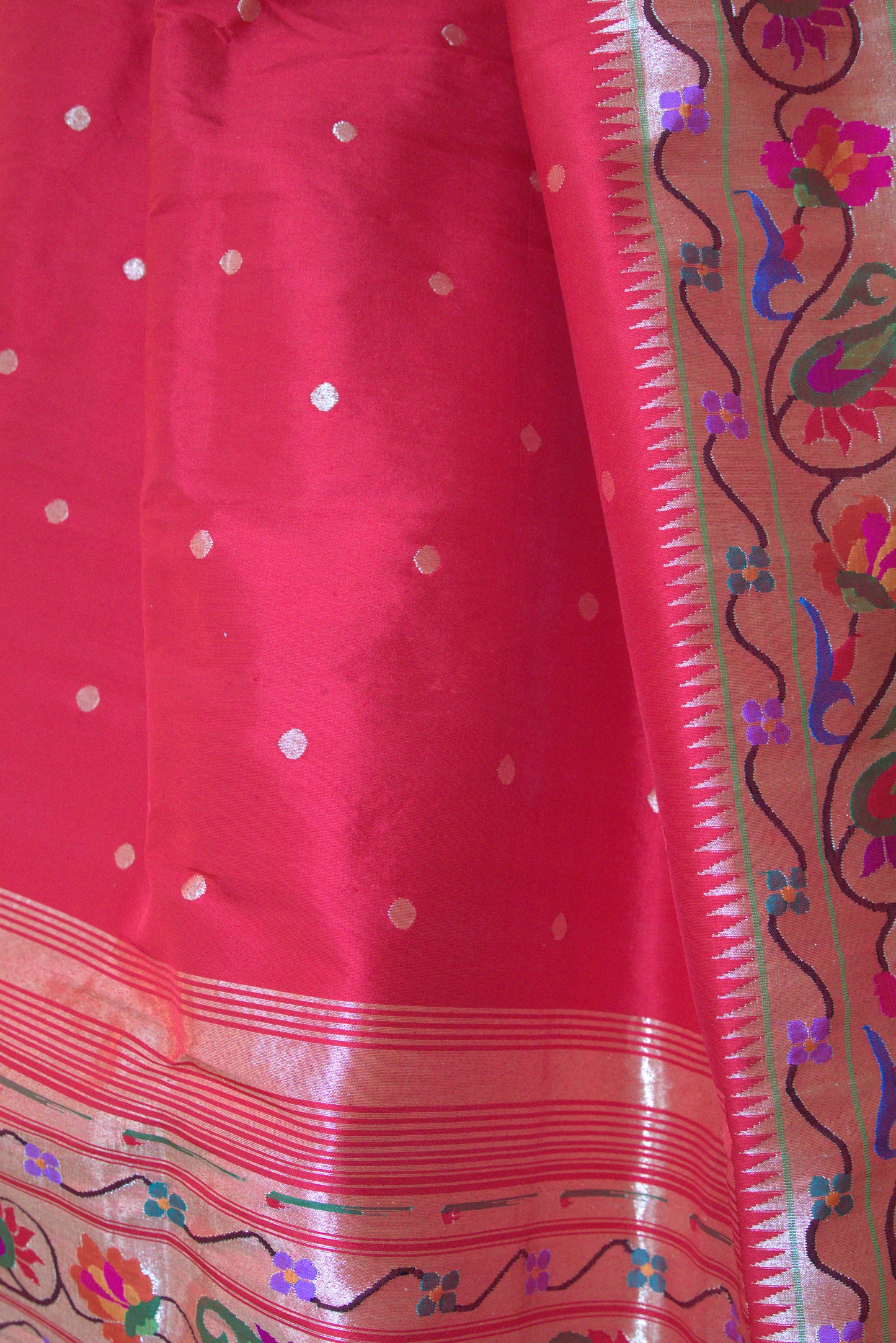 Red and Gold Paithani Sari
