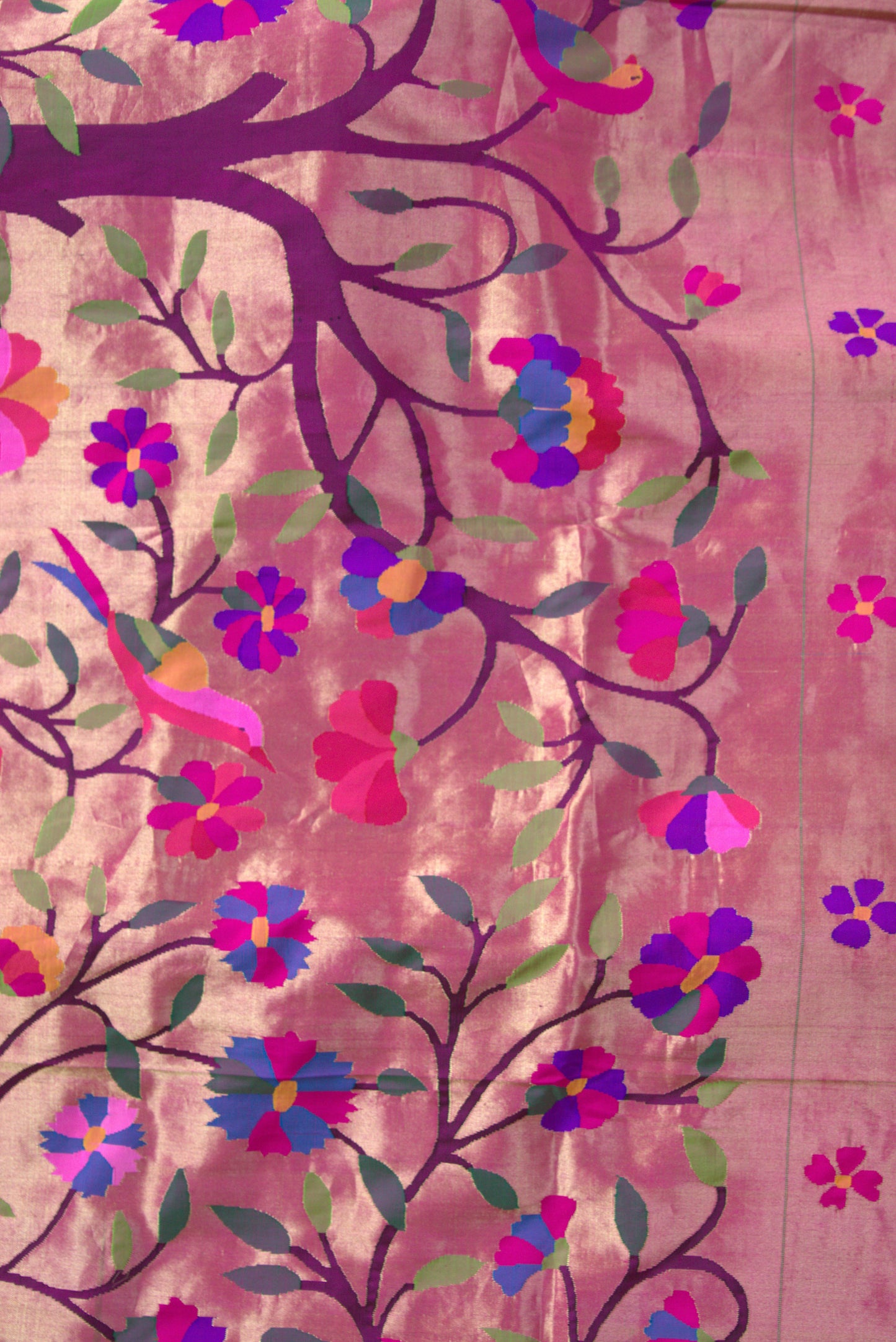 Purple Jungle Theme Allover Paithani Sari