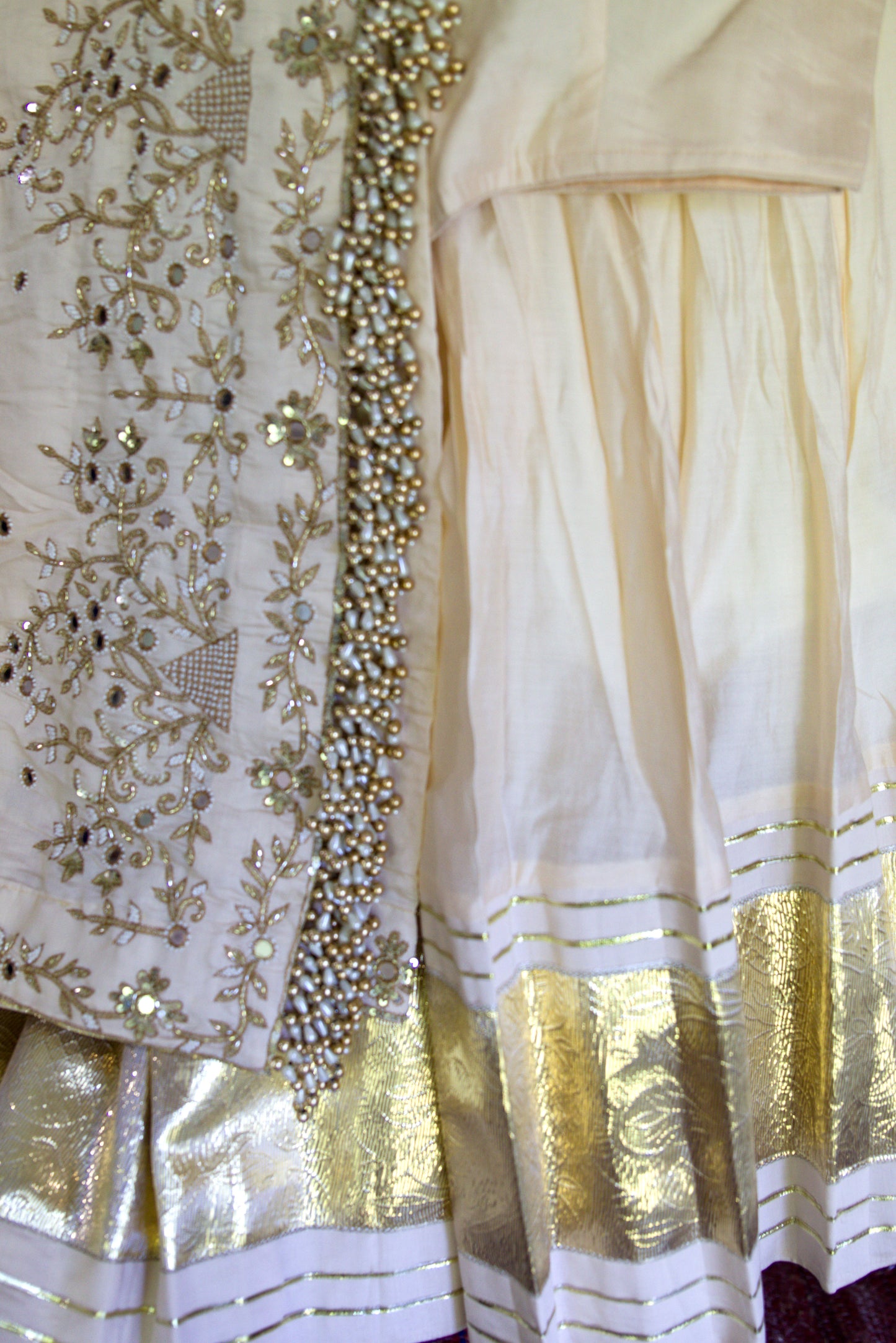 Pinkish Cream Lehenga Choli with Handwork