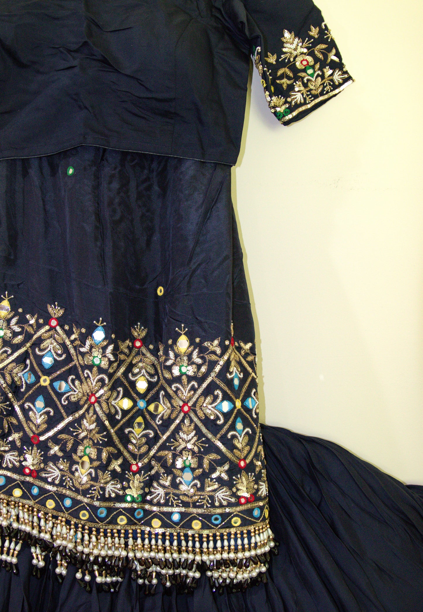 Navy Blue and Multicolor Lehenga Choli