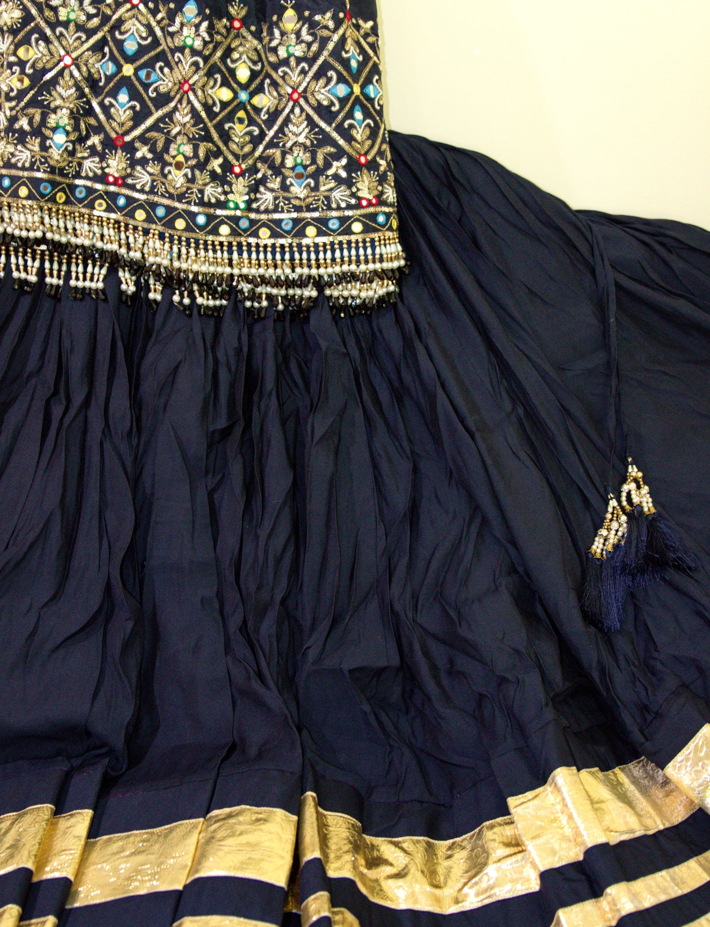 Navy Blue and Multicolor Lehenga Choli