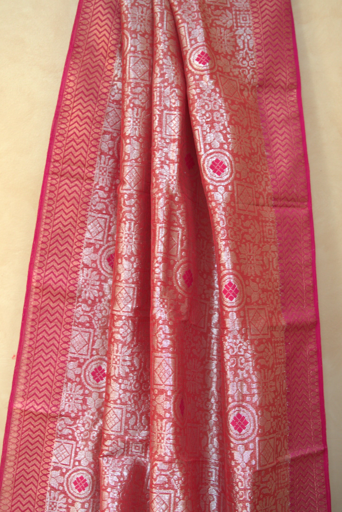 Red and Gold Jamavar Sari