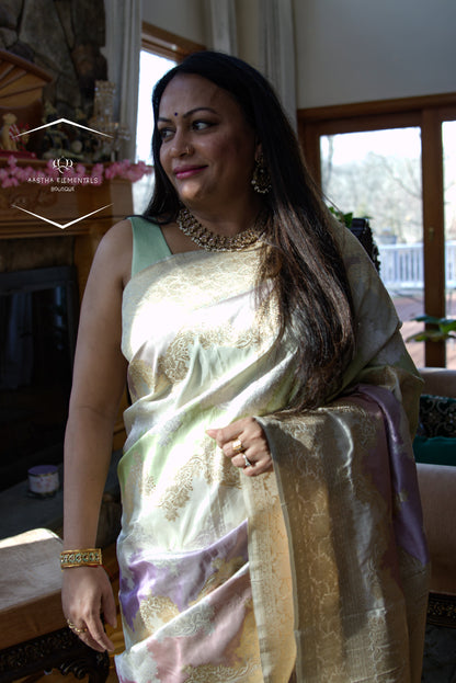 Pastel Multicolor Rangkat Banarasi Sari