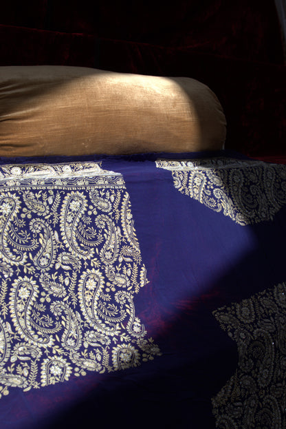 Navy Blue Lakhnavi Sari