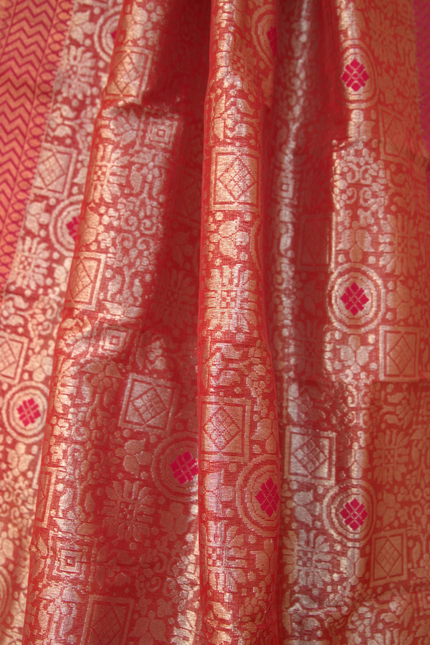 Red and Gold Jamavar Sari