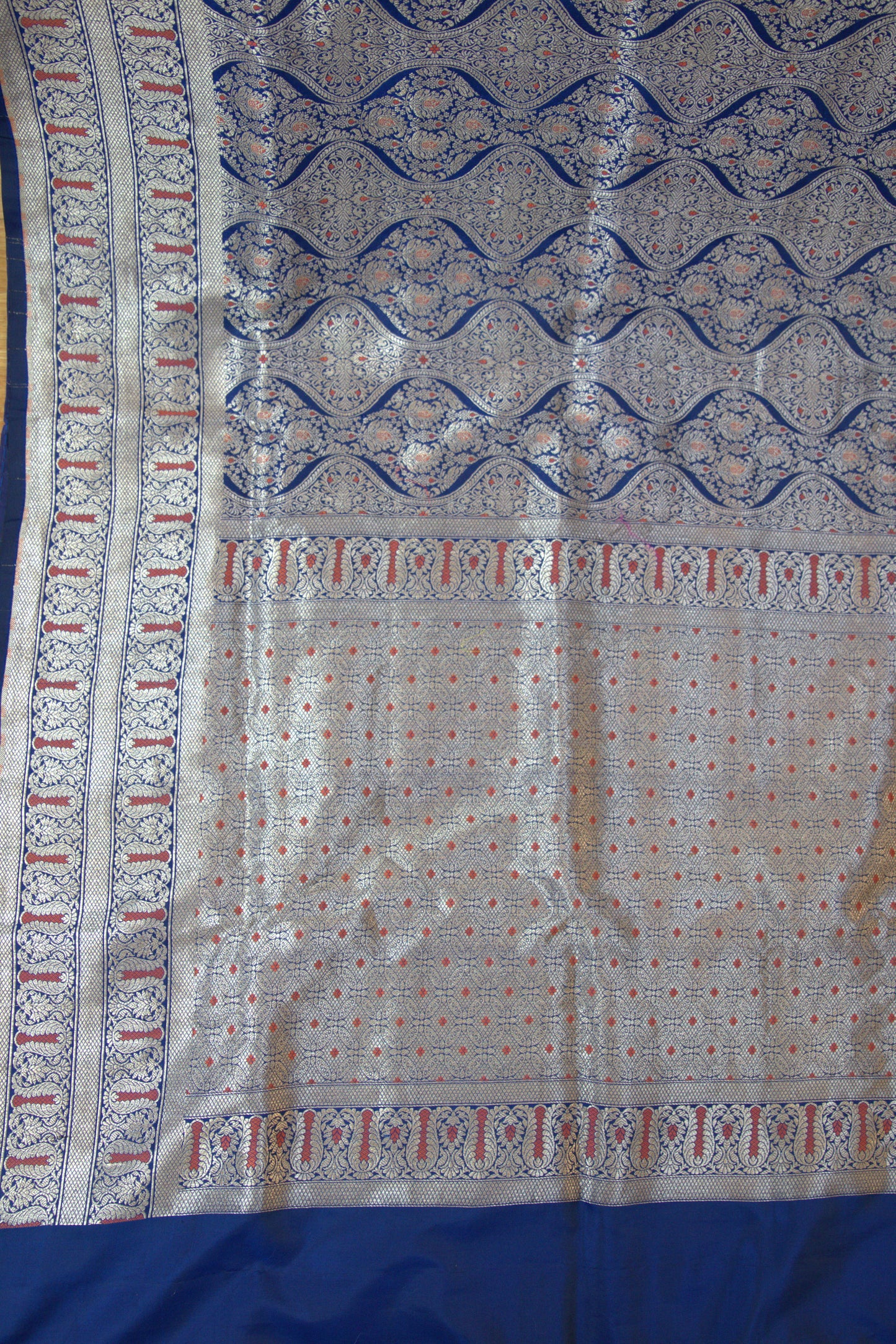 Navy Blue and Gold Banarasi Katan Silk Sari