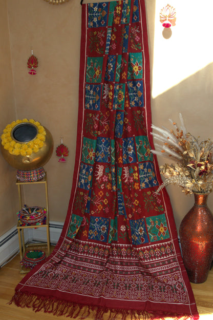 Multicolor Double Ikkat Rangkat Patola Sari