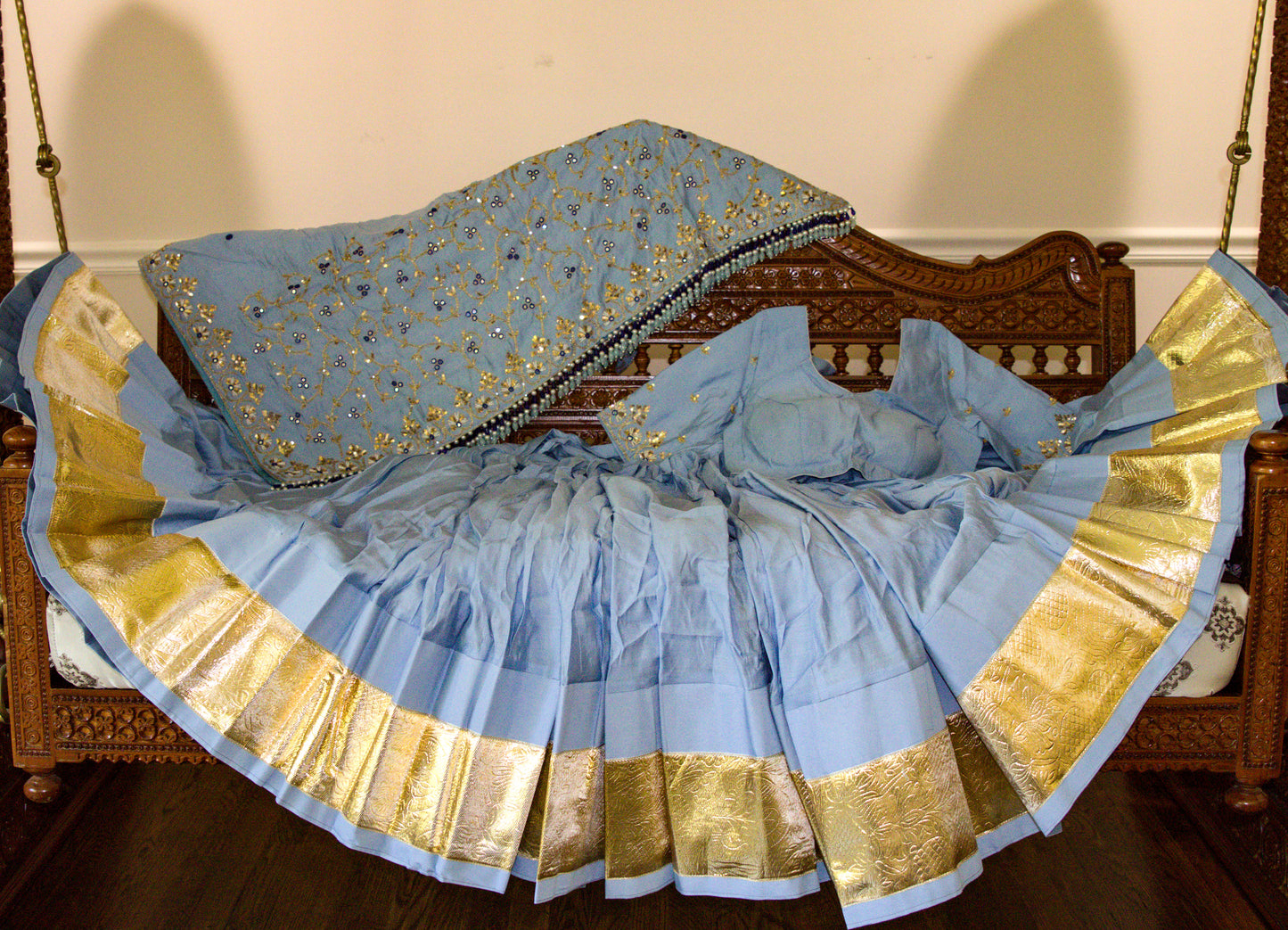 Baby Blue Lehenga Choli with Handwork